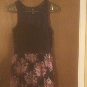 Short dark blue and floral dress